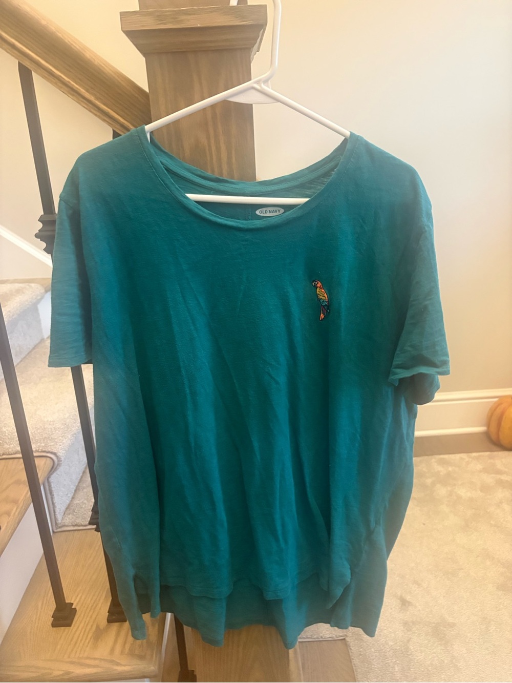 Old Navy Teal Crewneck Tee with Parrot Patch